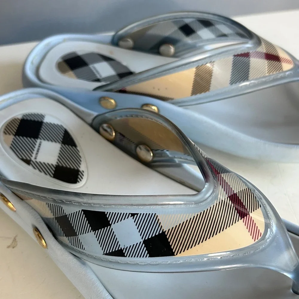 Burberry Nova Check Slides Men's 41 Jelly Thong Sandals Flip Flops Euro